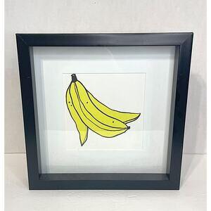 Framed Banana Illustration Wall Art Modern Pop Art Decor 12x12
